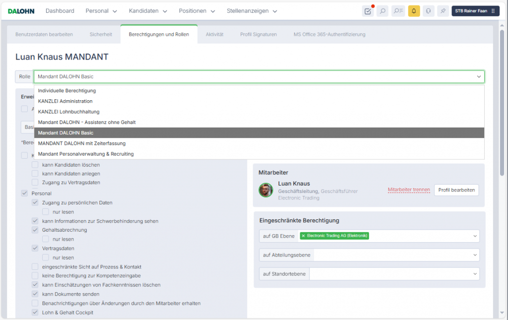 Das Onboarding bildet den Funktionsumfang für jeden Mandantenbedarf ab